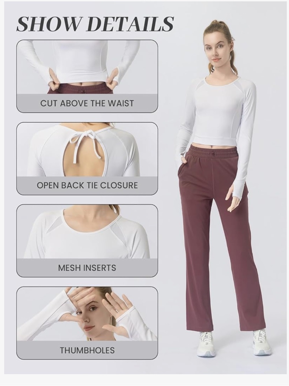 NWT Leapstride Women’s Long Sleeve White Crop Top - Medium